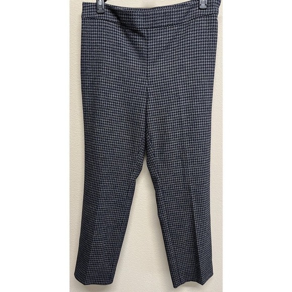 Talbots Houndstooth Dress Pants Size 12 Ponte Gray Navy Check - Picture 1 of 11